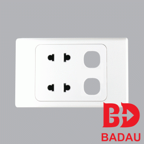 Ổ CẮM ĐÔI 2 CHẤU 16A + 2 LỖ MPE A20US2XXN