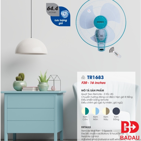 QUẠT TREO REMOTE TR1683