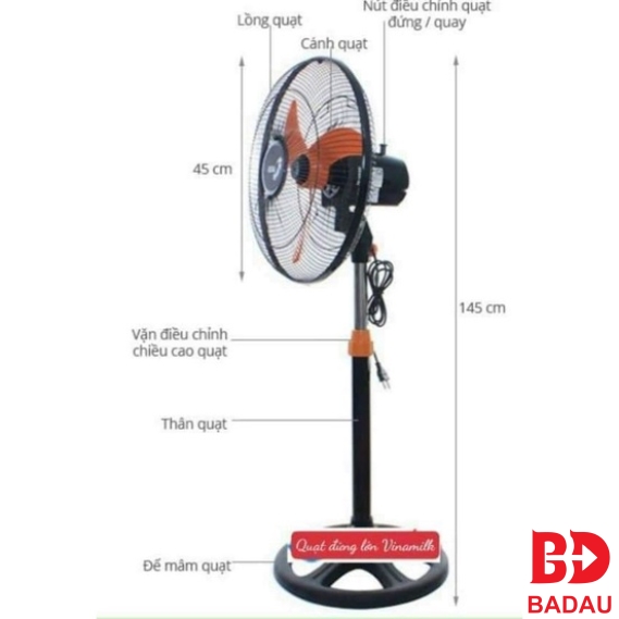 Quạt Đứng ASIA VY559890 (Đen Cam, Xám)