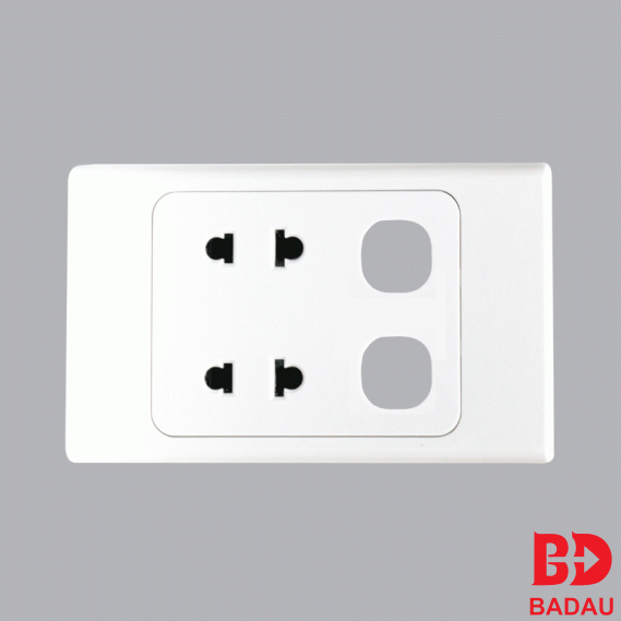 Ổ CẮM ĐÔI 2 CHẤU 16A + 2 LỖ MPE A20US2XXN