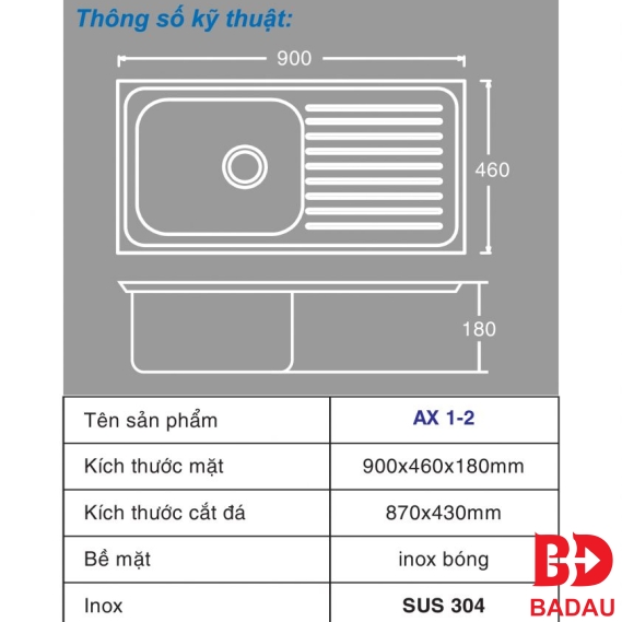 CHẬU RỬA TOÀN MỸ AX 1-2