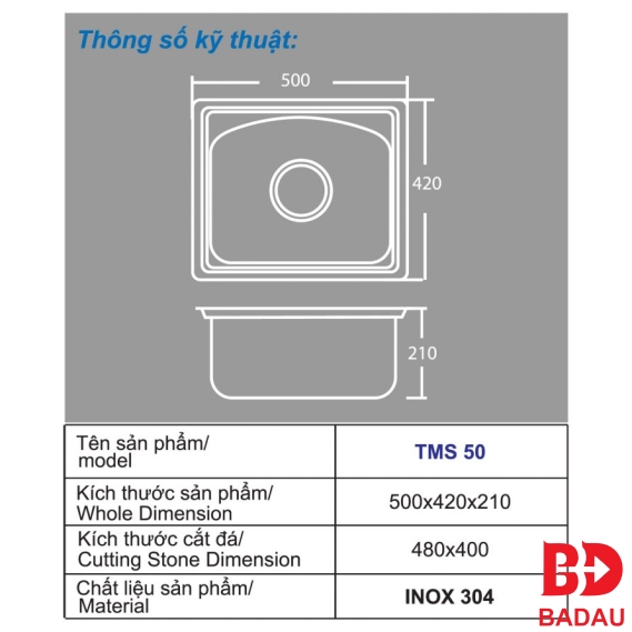 CHẬU CHÉN INOX CAO CẤP TMS50