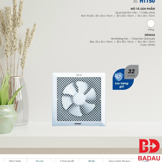 QUẠT HÚT ÂM TRẦN HT150