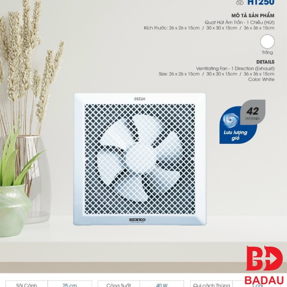 QUẠT HÚT ÂM TRẦN HT250