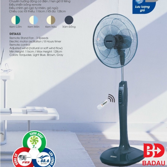 QUẠT ĐỨNG REMOTE DR1608